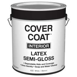 Valspar Cover Coat 044.0000455.007 Interior Paint, Semi-Gloss, White, 1 gal