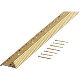 M-D 79137 Fluted Carpet Gripper, 72 in L, 1-3/8 in W, Aluminum, Satin Brass