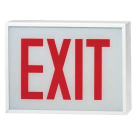 Sure-Lites CHX Series CHX71 Exit Light, 12-1/4 in OAW, 9 in OAH, 120/277 VAC, 3 W, LED Lamp, Steel Fixture, Red/White