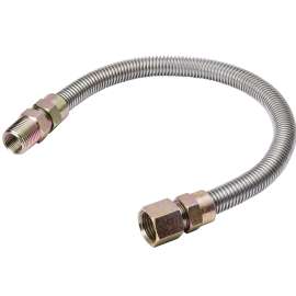 B & K G038SS101136RP Gas Connector, 1/2 in, MIP x FIP, Stainless Steel, 36 in L, 1/2 in OD