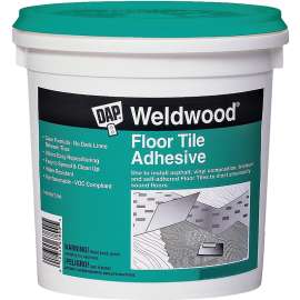 WELDWOOD 00136 Floor Tile Adhesive, Paste, Slight, Clear, 1 qt Pail