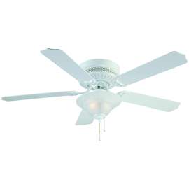 Boston Harbor Low Profile Ceiling Fan, 120 V, 3-Speed, 5-Blade, White