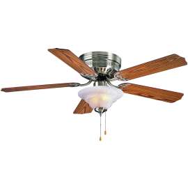 Boston Harbor Ceiling Fan, 5-Blade, Oak/Walnut Blade, 52 in Sweep, MDF Blade, 3-Speed