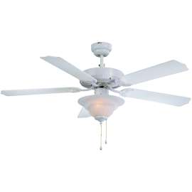 Boston Harbor Ceiling Fan, 5-Blade, White Housing, Bleached Oak/White Blade, 52 in Sweep, MDF Blade