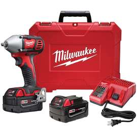 Milwaukee 2658-22 Impact Wrench Kit, Battery Included, 18 V, 3 Ah, 3/8 in Drive, Square Drive, 0 to 3350 ipm