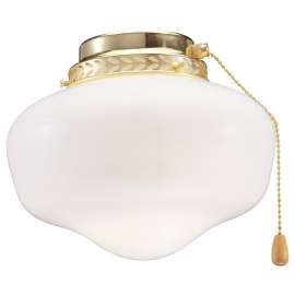 Boston Harbor Schoolhouse Light Kit, Opal Glass, Polished Brass, Polished Brass