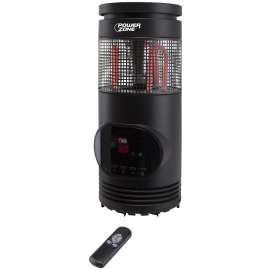 PowerZone 360 deg Infrared Quartz Tower Heater with Remote Control, 12.5 A, 120 V, ECO/1000/1500 W, Black