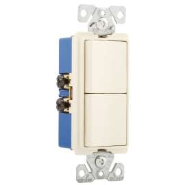 EATON 7728LA-SP Combination Switch, 15 A, 120, 277 VAC, 3-Way, Screw Terminal, Light Almond