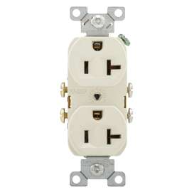 Eaton Wiring Devices CR20LA Duplex Receptacle Wallplate, 2 -Pole, 20 A, 125 V, Side Wiring, NEMA: 5-20R