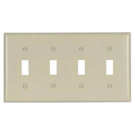 EATON 2154LA-BOX Switch Wallplate, 4-1/2 in L, 8.19 in W, 4 -Gang, Thermoset, Light Almond