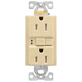 Eaton Wiring Devices TRAFGF15V-K-L Duplex Receptacle Wallplate, 2 -Pole, 15 A, 125 V, Back, Side Wiring, Ivory