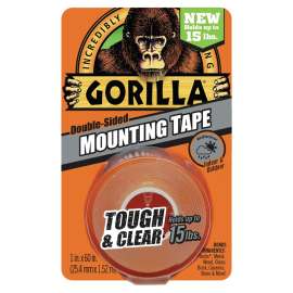 Gorilla Tough & Clear 6065101 Mounting Tape, 60 in L, 1 in W, Clear
