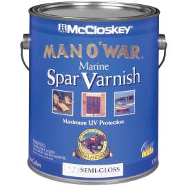 McCloskey Man O' War 080.0006507.007 Marine Spar Varnish, Semi-Gloss, Clear, Liquid, 1 gal