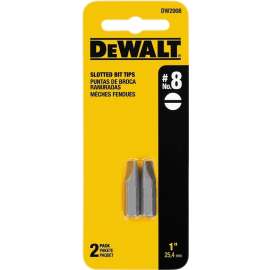 DeWALT DW2008 Screwdriver Bit, #8 Drive, Slotted Drive, 1/4 in Shank, Hex Shank, 1 in L, Steel
