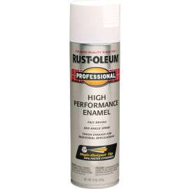 RUST-OLEUM 7590838 High Performance Enamel Spray Paint, Flat, White, 15 oz, Aerosol Can