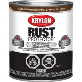 Krylon Rust Protector 69203 Enamel Paint, Gloss, Leather Brown, 1 qt
