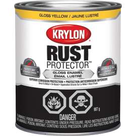 Krylon Rust Protector 69206 Enamel Paint, Gloss, Yellow, 1 qt