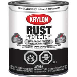 Krylon Rust Protector 69213 Enamel Paint, Semi-Gloss, White, 1 qt