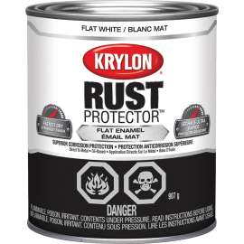 Krylon Rust Protector 69219 Enamel Paint, Flat, White, 1 qt