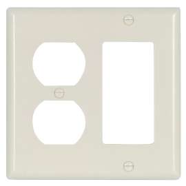 Eaton Wiring Devices 2157LA-BOX Combination Wallplate, 4-1/2 in L, 2-3/4 in W, Standard, 2 -Gang, Thermoset