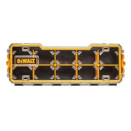 DeWALT DWST14835 Pro Organizer, 17-5/8 in L, 6-5/8 in W, 2-7/8 in H, 10-Compartment, Polycarbonate, Black