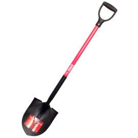 BULLY Tools 62510 Professional-Grade Shovel, 9-1/2 in W Blade, Steel Blade, Fiberglass Handle, D-Grip Handle