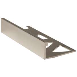 SHUR-TRIM ET2152BCL08 Flat Tile Edge, 8 ft L, 1/2 in W, Aluminum, Clear