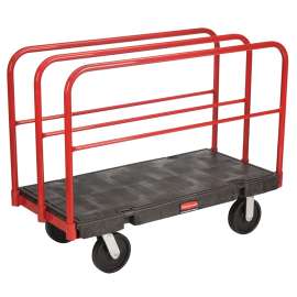 Rubbermaid FG 4468-00BLA Sheet and Panel Truck, 2000 lb, 48 in L Platform, 24 in W Platform, 4-Wheel, Swivel Wheel