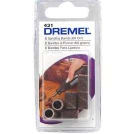 DREMEL 432 Sanding Band, 1/2 in Dia Drum, 1/8 in Dia Shank, 120 Grit, Coarse, Aluminum Oxide Abrasive