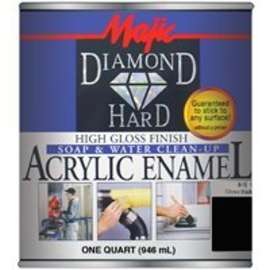 Majic Paints DiamondHard 8-1501-2 Enamel Paint, Gloss, Black, 1 qt Can