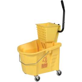 CONTINENTAL COMMERCIAL Splash Guard 335-312YW Mop Bucket Combo, 35 qt Capacity, Plastic Bucket/Pail, Plastic Wringer