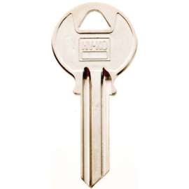 Hy-Ko 11010Y1 Key Blank, 2.15 in L x 0.98 in W, Brass, Nickel Plated