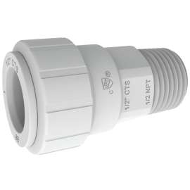 John Guest PSEI012024P Pipe Connector, 1/2 in, CTS x NPT, Polysulfide, 160 psi Pressure