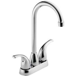 DELTA Peerless Tunbridge Series P288LF Bar and Prep Faucet, 1.8 gpm, 2-Faucet Handle, Brass, Chrome Plated