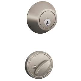 Schlage JD60619 Deadbolt, Satin Nickel, 2-3/8 x 2-3/4 in Backset, C Keyway