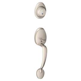 Schlage Barcelona Series JH58BAR619 Handleset, 3 Grade, Keyed Different Key, Satin Nickel, 2-3/8 x 2-3/4 in Backset