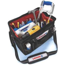 Lenox 1787426 Contractor's Tool Bag, 16 in W, 12 in D, 10 in H, 14-Pocket, Canvas, Black