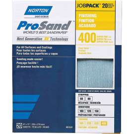 NORTON ProSand 07660768165 Sanding Sheet, 11 in L, 9 in W, Super Fine, 400 Grit, Aluminum Oxide Abrasive