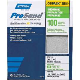 NORTON ProSand 07660768173 Sanding Sheet, 11 in L, 9 in W, Medium, 100 Grit, Aluminum Oxide Abrasive