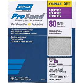 NORTON ProSand 07660768174 Sanding Sheet, 11 in L, 9 in W, Coarse, 80 Grit, Aluminum Oxide Abrasive, Paper Backing