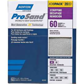 NORTON ProSand 07660768175 Sanding Sheet, 11 in L, 9 in W, Coarse, 60 Grit, Aluminum Oxide Abrasive, Paper Backing