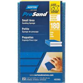 NORTON ProSand 82065 Sanding Sponge, 4-1/2 in L, 2-11/16 in W, 180 Grit, Very Fine, Aluminum Oxide Abrasive