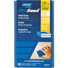 NORTON ProSand 82074 Sanding Sponge, 4-1/2 in L, 2-11/16 in W, 220 Grit, Extra Fine, Aluminum Oxide Abrasive