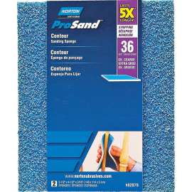 NORTON ProSand 82079 Sanding Sponge, 5-1/2 in L, 4-1/2 in W, 36 Grit, Extra Coarse, Aluminum Oxide Abrasive