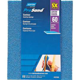 NORTON ProSand 82080 Sanding Sponge, 5-1/2 in L, 4-1/2 in W, 60 Grit, Coarse, Aluminum Oxide Abrasive
