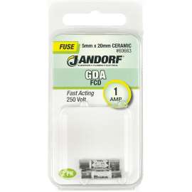 Jandorf 60663 Fast Acting Fuse, 1 A, 250 V, 1500 A Interrupt, Ceramic Body
