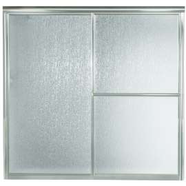 Sterling 5900 Series 5906-59S Bath Door, Deluxe Frame, Aluminum Frame, Rain Glass, Tempered Glass, Sliding Door
