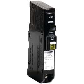 Square D QO120PCAFIC Circuit Breaker, CAFCI, Mini, 20 A, 1 -Pole, 120 V, Plug Mounting