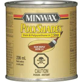 Minwax PolyShades CM3330144 Stain and Polyurethane, Satin, Liquid, Olde Maple, 236 mL, Can