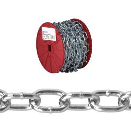 Campbell 072-2927 Passing Link Chain, 2/0, 13-3/4 ft L, 450 lb Working Load, Steel, Zinc